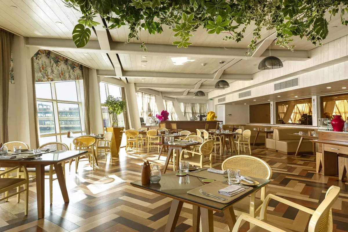 A restaurant on the First Nile Boat beside the Four Seasons Hotel Cairo